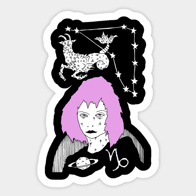 Capricorn by Allie Hartley Sticker by AllieHartleyArt